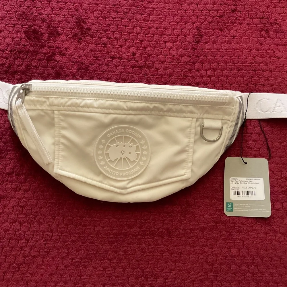 Canada Goose White Waist Fanny Crossbody Pack Performance Satin NWT